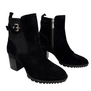 BLONDO Waterproof Tamera Booties US 7.5 Black Leather Block Heel Ankle Boots NEW